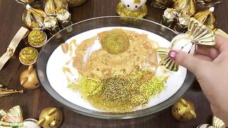 Gold Slime | Mixing Makeup and Glitter into Glossy Slime | Satisfying Slime Videos #191
