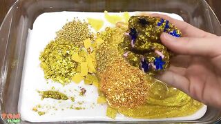 Gold Slime | Mixing Random Things into Glossy Slime | Satisfying Slime Videos #163