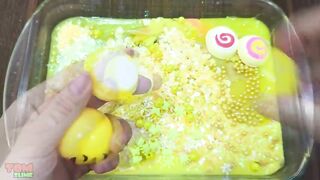 YELLOW SLIME | Mixing Beads and Glitter into Slime | Satisfying Slime Videos #156