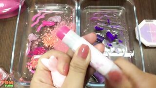 Pink vs Purple - Mixing Makeup Eyeshadow into Slime ! Special Series #7 Satisfying Slime Videos