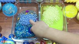 Yellow Vs Blue Slime | Mixing Random Things into Store Bought Slime | Satisfying Slime Videos