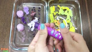 Purple vs Yellow - Mixing Makeup Eyeshadow into Slime ! Special Series #3 Satisfying Slime Videos