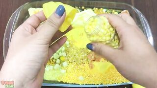 YELLOW SLIME | Mixing Random Things into Clear Slime | Satisfying Slime Videos