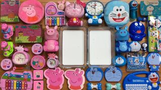 PEPPA PIG And Doraemon Slime Pink vs Blue | Mixing Random Things into Glossy Slime | Tom Slime