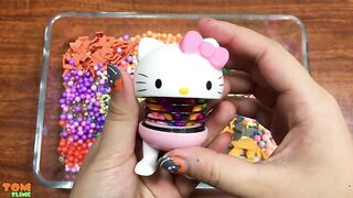 Pink Hello Kitty vs Blue Doraemon | Mixing Beads and Floam into Fluffy Slime | Tom Slime