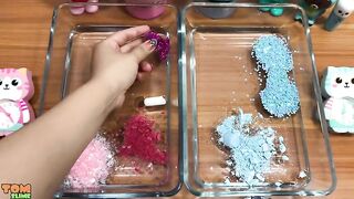 PINK vs BLUE | Mixing Makeup Eyeshadow into Clear Slime | Satisfying Slime Videos