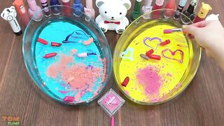 MIXING MAKEUP INTO CLEAR SLIME!! YELLOW SLIME VS BLUE SLIME | SATISFYING SLIME VIDEO