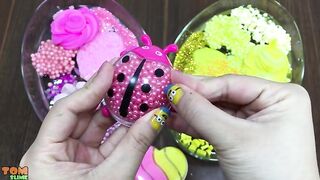 Special Series Pink Slime vs Yellow Slime | Mixing Random Things into Clear Slime | Satisfying Slime