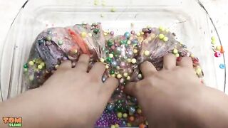 Mixing Eyeshadow and Beads into Clear Slime | Most Satisfying Slime Videos | Tom Slime