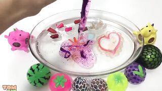 MIXING STRESS BALLS AND MAKEUP INTO CLEAR SLIME ! MOST SATISFYING SLIME VIDEOS | TOM SLIME