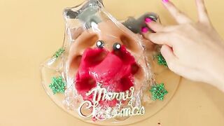 Slime Coloring  with Rudolf Clay!,Christmas erase, glitter! Most Satisfying Slime Video★ASMR★#CLAY