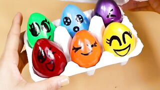 Rainbow colored eggs Claycracking ★ASMR★Most Satisfying Slime Video!