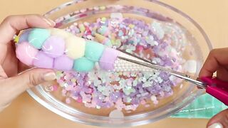 Making Unicorn Clear Slime with Pipin g Bags! Most Satisfying Slime Video★ASMR★#ASMR#PipingBags