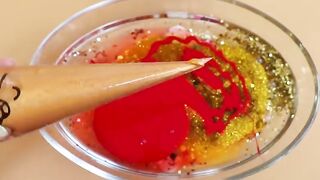 Making GoldRed Slime with Pipin g Bags! Most Satisfying Slime Video★ASMR★#ASMR#PipingBags