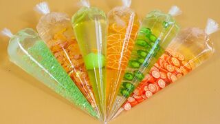 Making Orange Clear Slime with Piping Bags! Most Satisfying Slime Video★ASMR★#Slime#ASMR#PipingBags