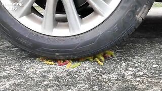 CRUSHING CRUNCHY & SOFT THINGS By CAR! - FLORAL FOAM, JELLY, SNACK and More! SATISFYING ASMR