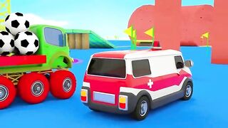 Baby Shark + Wheels On the Bus song - Soccer ball shaped wheels - Baby Nursery Rhymes & Kids Songs