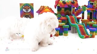 Satisfying And Relaxation with Manget Balls | How To Make Puppy Playground Rainbow Slide