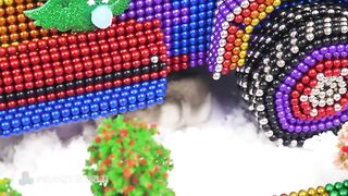 DIY Reindeer Truck Carrying Christmas Tree and Presents For Hamster From Magnetic Balls (Satisfying)