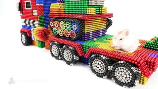 How To Make Construction Truck Excavator Transport For Hamster From Magnetic Balls ( Satisfying )
