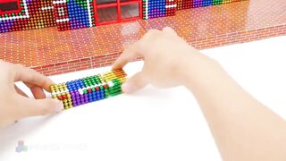 Build Santa Claus Station with Holiday Christmas Train From Magnetic Balls ASMR Satisfying