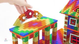 Build Santa Claus Station with Holiday Christmas Train From Magnetic Balls ASMR Satisfying