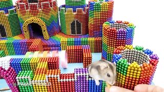 Build Fish Pond Around Castle Maze For Hamster And Turtle From Magnetic Balls Satisfying