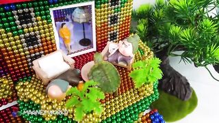 Build Mega Mansion with Supercar Garage and rainbow slide for Hamster From Magnetic Balls Satisfying
