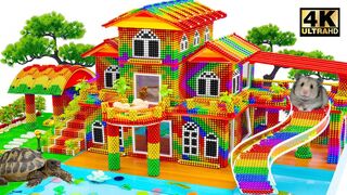 Build Miniature Mansion has Swimming Pools and Slide for Turtle and Hamster  From Magnetic Balls