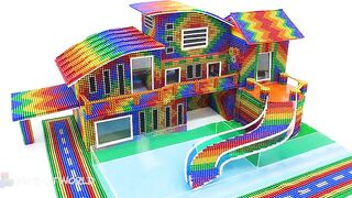 Build Rainbow Villa Modern with Garage and Fish Pond for Hamster From Magnetic Balls Satisfying