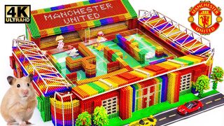 Build Old Trafford Stadium of Manchester United Has HAMSTER MAZE with TRAPS From Magnetic Balls