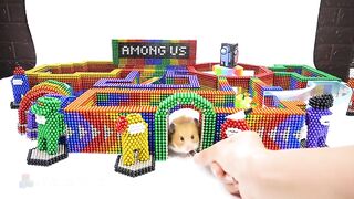 AWESOME HAMSTER MAZE with TRAPS Style AMONG US  Hamster Pet Bundle From Magnetic Balls Satisfying