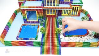 Build Beautiful Villa House And Two Swimming Pools From Magnetic Balls (Satisfying ASMR)  MW Series