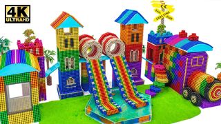 Build Train Station Playground and Swimming Pool From Magnetic Balls (Satisfying ASMR) | MW Series