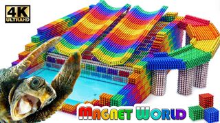 DIY - HowTo Build Swimming Pool Water Slide Around Underground (Satisfying ASMR)| Magnet World #215