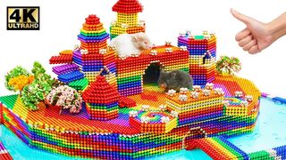 Build Castle Puppy Dog House With Moat For Hamster From Magnetic Balls (Satisfying) | Magnet World