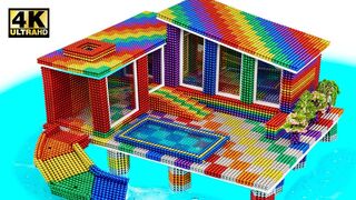 Build Water Villa With Pool And Slide From Magnetic Balls (Satisfying) | Magnet World Series