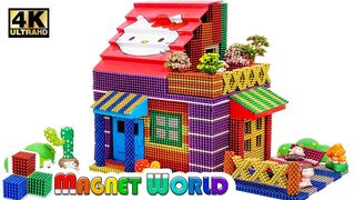 DIY - How To Build Colored Hello Kitty House From Magnetic Balls ( Satisfying ) | Magnet World 4K
