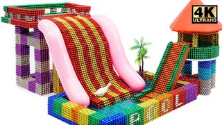 DIY - How To Build Inflatable Water Slide Pool From Magnetic Balls (Satisfying) | Magnet World 4K