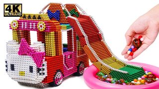 DIY How To Make Hello Kitty Bus With Inflatable Ball Pit Pool From Magnetic Balls | Magnet World 4K