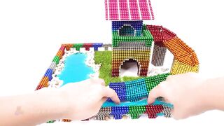 DIY How To Build Water Slide House Around Swimming Pool with Magnetic Balls (ASMR) | Magnet World 4K
