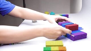 DIY - How To Make Rainbow Ship with MagneticBalls, Slime (ASMR)  | Pixel Art by Magnet World 4K