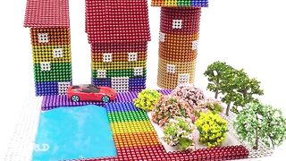ASMR - How To Make Apartment had Garden and Pool with Magnetic Balls, Pixel Art | Magnet World 4K