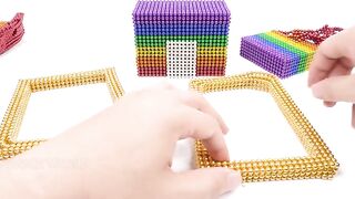ASMR-DIY Rainbow Mansion House and Twin Golden Swimming Pool  From Magnetic Balls | Magnet World 4K