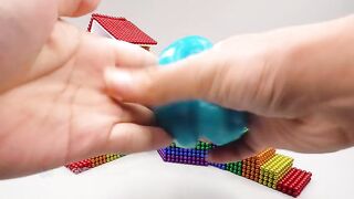 ASMR - How To Make Rainbow Wells Villa with Magnetic Balls, Car Toys and Slime | Magnet World 4K