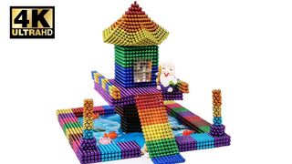 DIY - How To Make Rainbow One Pillar Pagoda with Magnetic Balls, Slime ( ASMR ) | Magnet World 4K