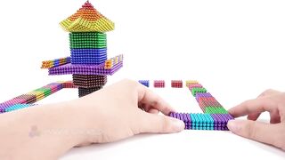DIY - How To Make Rainbow One Pillar Pagoda with Magnetic Balls, Slime ( ASMR ) | Magnet World 4K