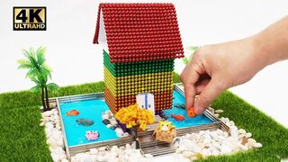 ASMR, DIY How To Make  Swimming Pool & Garden House with Magnetic Balls, Slime | Magnet World 4K