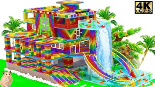Magnet Satisfying | Build Three Storey Waterfall House Have Double Slide On Swimming Pool For Pets