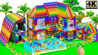 Magnet Satisfying | Build Mega Mansion House Have Water Slide On Infinity Pool For Pets ( ASMR )